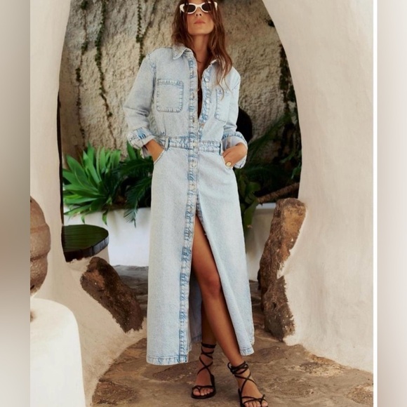 Zara Dresses & Skirts - Denim Maxi Dress